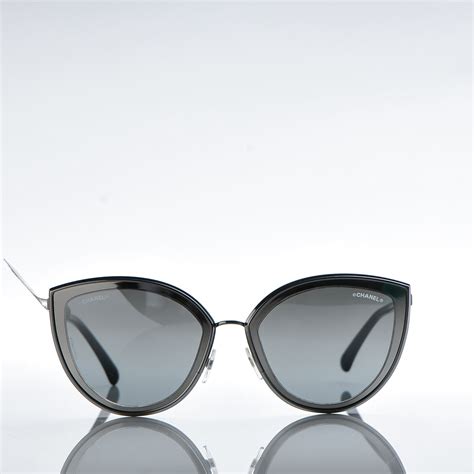 CHANEL Metal Cat Eye Sunglasses 4222 Silver Black .